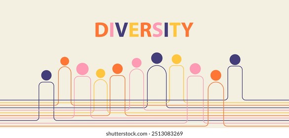 Ilustração de vetor de diversidade, design de geometria de minimalismo, banner de cor, cartaz