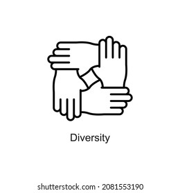 Diversity vector outline Icon. Pixel Perfect. For Mobile and Web. stock illustration