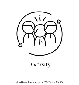 Diversity Vector Outline Style Icon. Eps 10 File