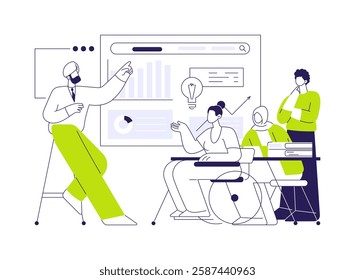 Diversity in a workplace abstract concept vector illustration. Group of diversity colleagues at work, human resources, headhunting agency, pursue career, inclusion environment abstract metaphor.