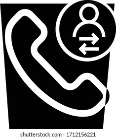 Diverted call marks. With the person's symbol and two opposite arrows underneath it in a circle