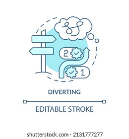 Diverting turquoise concept icon. Gaslighting behaviour red flag abstract idea thin line illustration. Psychological abuse. Isolated outline drawing. Editable stroke. Arial, Myriad Pro-Bold fonts used