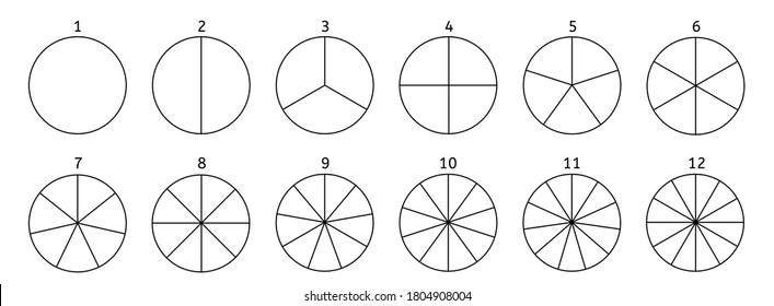 Divide circle. Black segment element. Vector round 12 section.