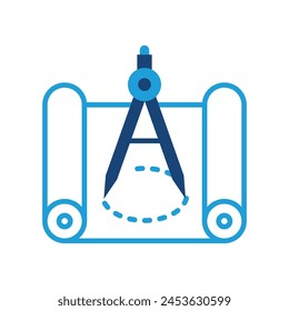 divide compass architectural solid icon vector design
