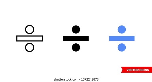 Divide icon of 3 types: color, black and white, outline. Isolated vector sign symbol.
