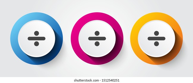 Divide  icon on three colorful buttons.