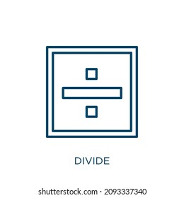 divide icon. Thin linear divide outline icon isolated on white background. Line vector divide sign, symbol for web and mobile