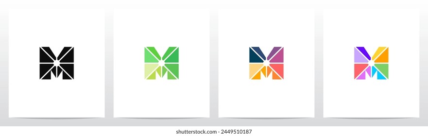 Unterteilen in Stücke mit verschiedenen Farben Buchstaben Initial Logo Design M