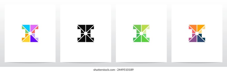 Divide Into Pieces with Different Colors Letter Initial Logo Design I