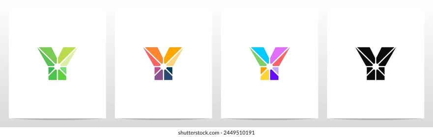 Dividir en piezas con diferentes Colores Letra Inicial Logo Design Y