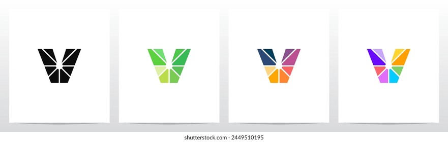 Dividir en pedazos con la letra de los diferentes Colores Diseño de logotipo inicial V
