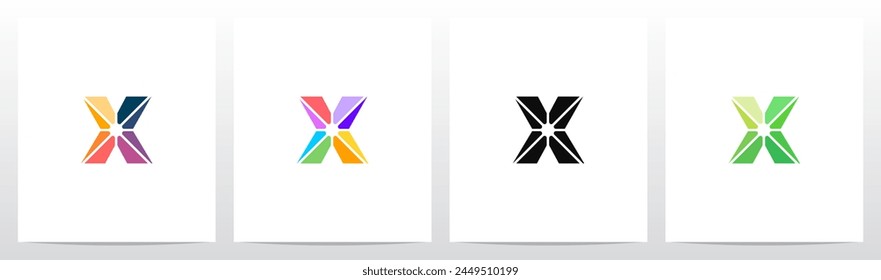 Divide Into Pieces with Different Colors Letter Initial Logo Design X