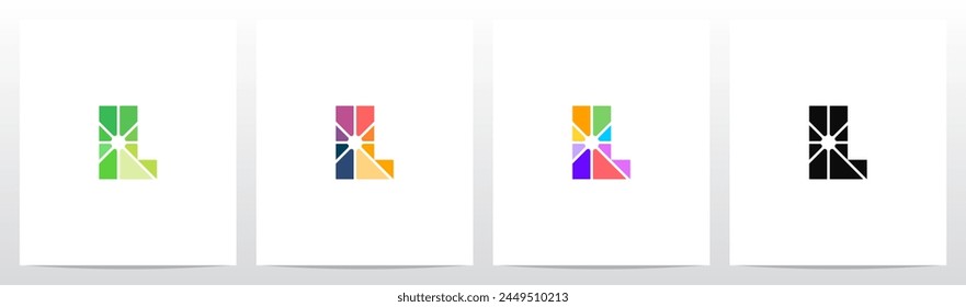 Divide Into Pieces with Different Colors Letter Initial Logo Design L