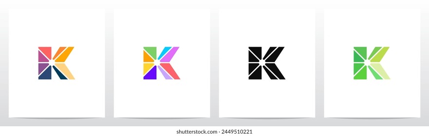 Divide Into Pieces with Different Colors Letter Initial Logo Design K