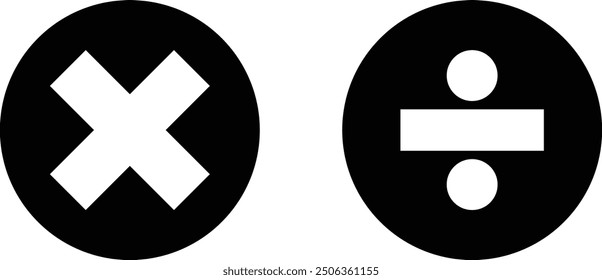 Divide and multiply icons isolated on white background . Math symbols vector