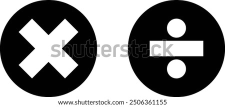 Divide and multiply icons isolated on white background . Math symbols vector