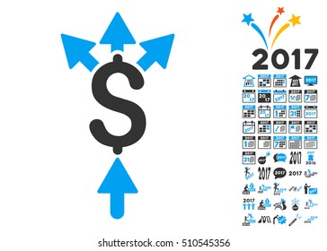 Divide Payment icon with bonus 2017 new year graphic icons. Vector illustration style is flat iconic symbols,modern colors.
