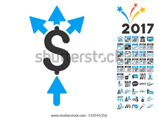 Divide Payment icon with bonus 2017 new year\
graphic icons. Vector illustration style is flat iconic\
symbols,modern colors.