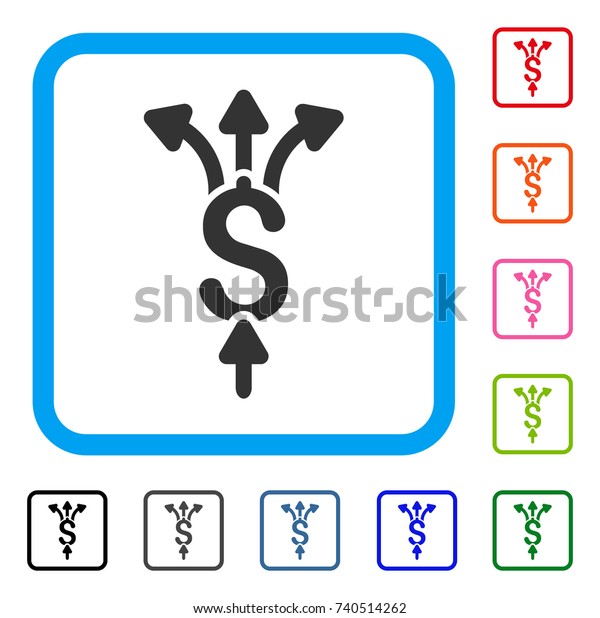 Divide\
Payments icon. Flat grey pictogram symbol in a light blue rounded\
rectangular frame. Black, gray, green, blue, red, orange color\
additional versions of Divide Payments\
vector.