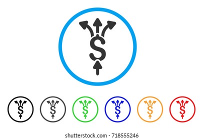 Divide Payments rounded icon. Style is a flat divide payments grey symbol inside light blue circle with black, gray, green, blue, red, orange versions. Vector designed for web and software interfaces.