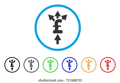 Divide Pound Payment rounded icon. Style is a flat divide pound payment gray symbol inside light blue circle with black, gray, green, blue, red, orange variants.