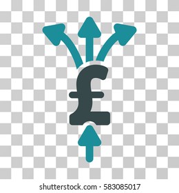 Divide Pound Payments vector pictograph. Illustration style is a flat iconic bicolor soft blue symbol on a transparent background.