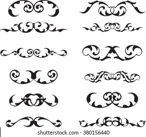 Divide retro baroque art set isolated on white