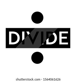 divide slogan in black shape background