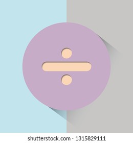 Divide symbol. Flat design and pastel color  letters with paper cut concept 
