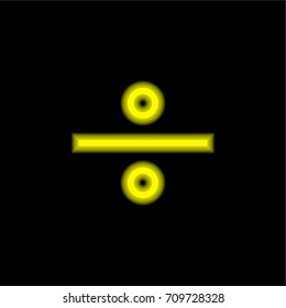 Divide yellow glowing neon ui ux icon. Glowing sign logo vector