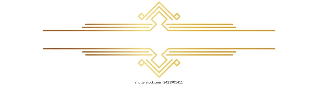 Divided art deco elements and gold header collection. art deco page divider Vintage gold border and divider, retro header graphic element.