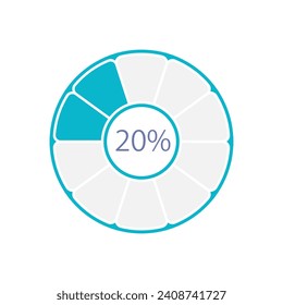 Divided donut infographic chart design template. Twenty percentage. Competitors part. Editable radial infochart with progress level. Visual data presentation