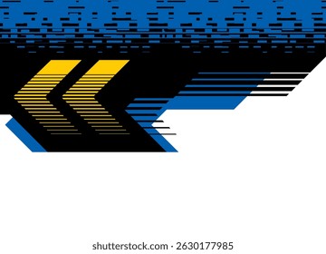 Divided Dynamic vector background with Striped arrows from lines. Sports pattern, parallel lines. Basis for modern advertising, covers, posters, flyers. Yellow, blue. black.