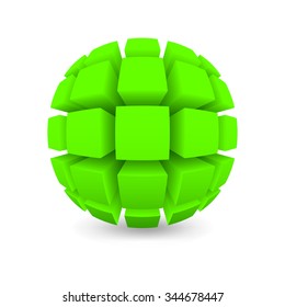 Divided green sphere. Object on a white background. Mesh gradient was used (shadow). 