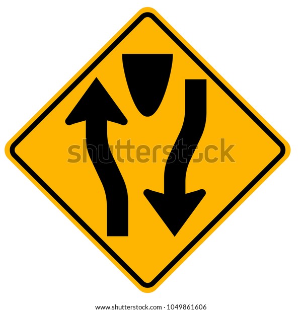 Divided Highway Begins Traffic Road Signvector Stock Vector (Royalty ...