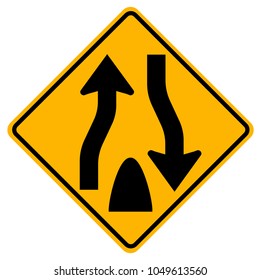 Divided Highway Ends Traffic Road Sign,Vector Illustration, Isolate On White Background Label. EPS10