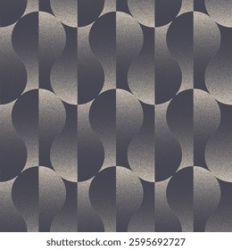 Divided Rounded Shapes Seamless Pattern Trend Dotwork Abstract Vector Background. Endless Graphic Halftone Retro Styled Funky Art Illustration for Textile Print. Loopable Graphic Abstraction Wallpaper
