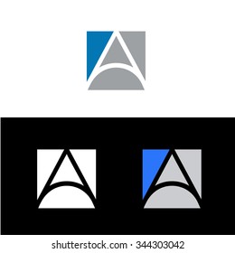 Divided square forming letter A