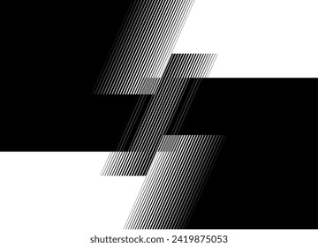 Divided Vector background with black to white transition from striped geometric shapes. Pattern of thin lines in retro style. Fashionable vector background for covers, advertising, posters