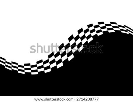 Divided vector background into black and white. Sport racing pattern. Wave from the finish flag. Auto racing style. Speed. Competition. Design element for covers, advertising, posters, wall decor