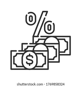 Dividend black line icon. Shareholder payments from net profit. Pictogram for web page, mobile app, promo. UI UX GUI design element. Editable stroke.