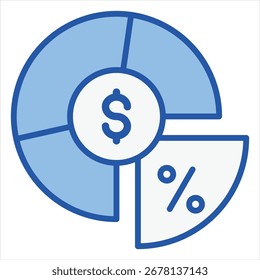 Dividendo azul blanco Ilustración de un solo icono