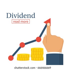 Dividend Concept. Profit Stock Market. Man Hold In Hand Business Chart. Improve Growth Graph. Vector Illustration Flat Design. Financial Diagram. Profit Growth, Investment Concept. Save Up Money.