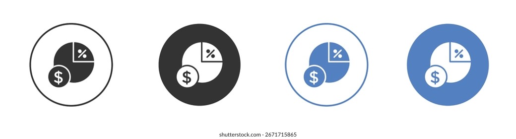Colección de icono de dividendo para App en colores negro y azul