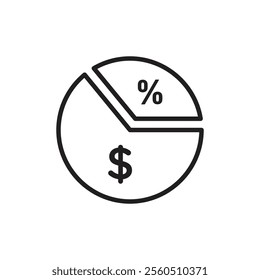 Dividend icon Flat art in black and white isolated