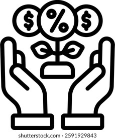 Dividend Icon Outline Vector Illustration