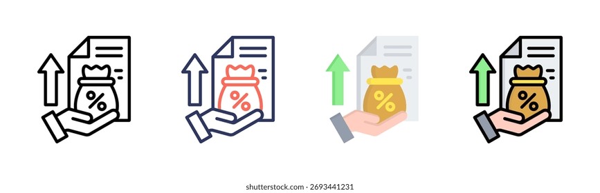 Dividend icon set multiple style collection