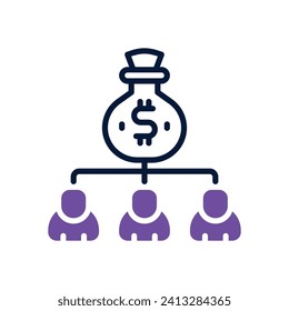Dividendensymbol. Vektorsymbol mit zwei Tönen für Ihre Website, Ihr Handy, Ihre Präsentation und Ihr Logo-Design.