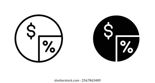 Dividend icons collection in Filled flat and thin line style.