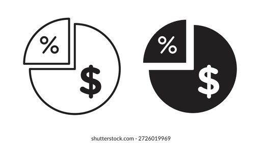 Símbolo de Vector de iconos de dividendo con trazo editable y versiones planas